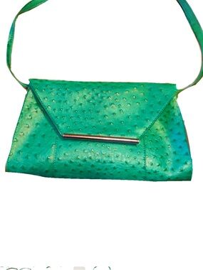 Merona Green Faux Ostrich Crossbody/ Shoulder Purse